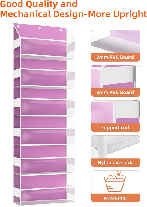 6 Over the Door Organizes- Tier Stuffed Animal Storage, Bathroom Organizers and Storage, Swing-proof Hanging Organizer