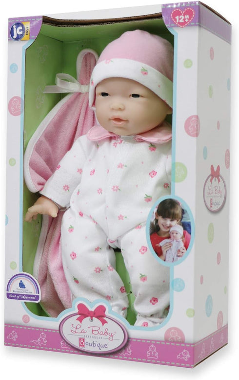 11" JC Toys Berenguer Asian La Baby Doll,Pink Asian