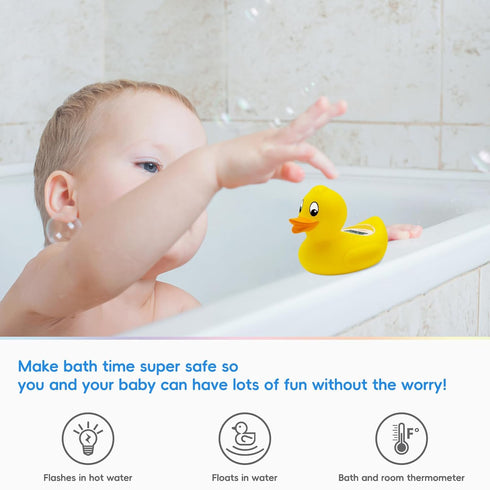 b&h Digital Duckling Baby Bath Thermometer, Infant Safe Floating Water Temperature Thermometer and Baby Bath Time Toy – Easy to Read Display | BPA-Free by B&H