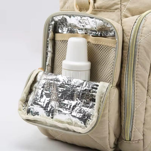 Generic Backpack Tristan Home Quilted Diaper Bag Insulated Bottle Pockets, Maternity Hospital Travel Bag for Moms