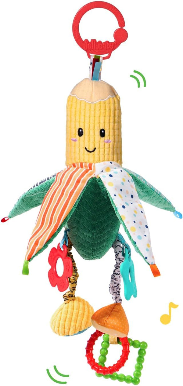 Hanging Rattles Toys, Car Seat Toys for Babies 0-6 Months, Soft Sensory Crib Toys with Crinkle, Squeaky & Teether for