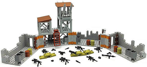 ZHX Set 8 10 12 14 Military Base Building Brick for Army Minifigure War Accessories, Defence Base Guard Tower Guns