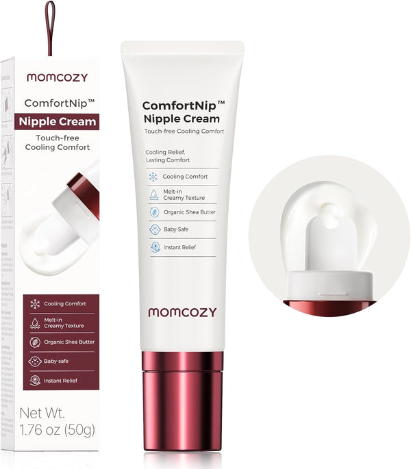 Momcozy Cooling Nipple Cream Safe for Nursing,Fast Relief with Cooling Ceramic Applicator