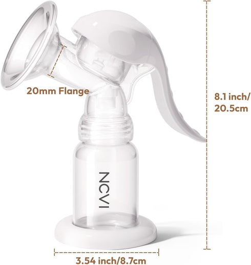 20mm 4oz, 17/18/19/20mm NCVI Manual Breast Pump for Breastfeeding Small Nipple, Silicone Soft Flange Single Hand Held