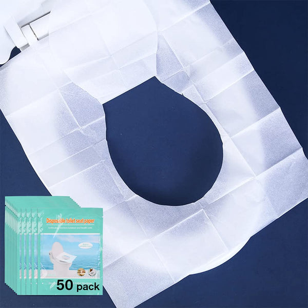 Disposable Toilet Seat Covers, 50-Count Flushable Paper for Adults and Kids, Great for Public Restrooms
