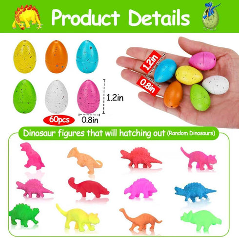 60PCS Summer Small Hatching Dinosaur Eggs for Dinosaur Birthday Party Favors Goodie Treat Bag Stuffers Classroom