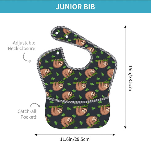Qwalnely 2Packs 6-24 Sloth Baby Stuff Baby Bibs for Months Waterproof Washable Fabric (Sloth)