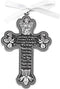 Guardian Angel Crib Cross 3.5" Pewter Medal with White Ribbon BOY or
