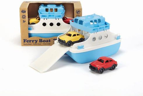 Blue/White Green Toys Ferry Boat with Mini Cars Bathtub Toy, Standard
