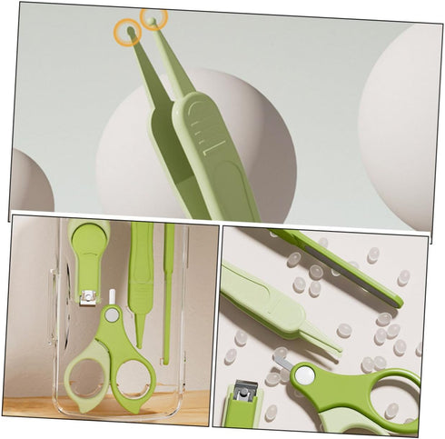 LIOOBO Trimmer Set Nail Clipper and for Newborns, Grooming Kit with Green Portable Case, Safe Finger Nail Clippers