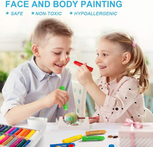 Tempera Paint Sticks, 12 Bright Colors, Quick Drying, Easy to Color and Washable Crayons for Kids