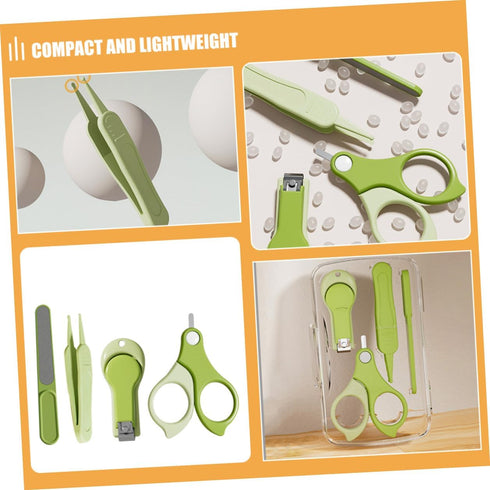 CVUTOVO Set Trimmer Nail Clipper Nail Kit for Newborns Travel Portable Grooming Care Kit Green