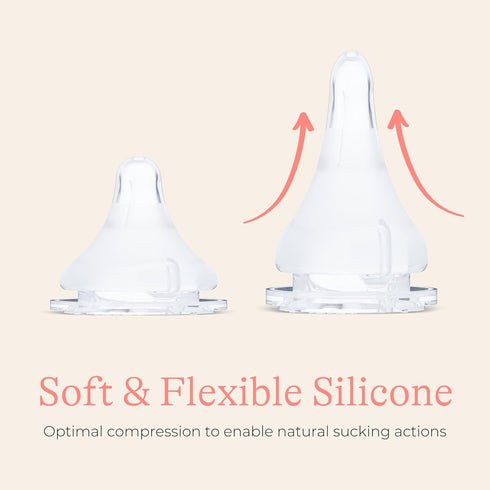 6+ 4 Count 100% Lansinoh NaturalWave Baby Bottle Nipples, Fast Flow, Size F, Months, Soft, Durable Silicone, Made
