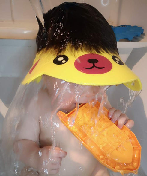 Adjustable Visor Cartoon Shampoo Shower Bathing Protection Cap for Toddler, Set of 3