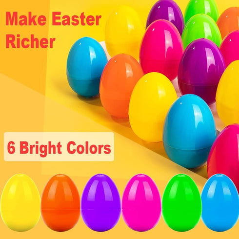 UMEELR 150PCS 2.4" Plastic Easter Eggs, Empty Eggs Fillable, Colorful Bright Egg Bulks for Easter Hunt Party Favor