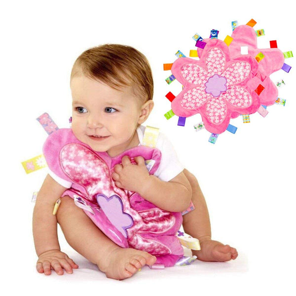 Colorful Baby Taggy Security Blanket, Super Soft Towel Cloth Toy, Pink Nursery Blanket, Best Shower Gift