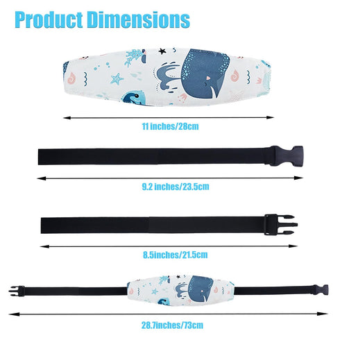 Naturahand 3 Pcs Baby Head Support for Car Seat Stroller Seat Neck Relief Head Band Straps Headrest for Toddler Kids