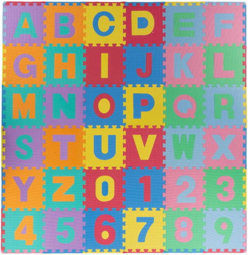 96-Piece Kids' Foam Floor Alphabet and Numbers Puzzle Play Mat for Babies and Toddlers - Interlocking Tile Game by