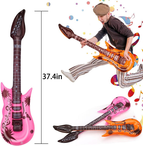 Inflatable Musical Party Props - Guitar, Saxophone, Microphone Balloons for 70s 80s 90s Birthday Decor