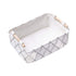 Decorative Rectangular Fabric Storage Bin Organizer Basket with Wooden Handles for Clothes, 12.6x8.7x4.7 inch, White