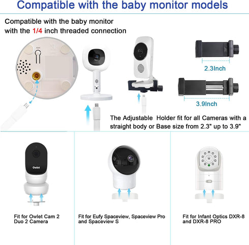 67" Adjustable Height Baby Monitor Floor Stand Holder for Infant Optics DXR-8 Pro, Nanit Pro, Eufy Spaceview, Owlet Cam
