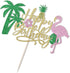 PALASASA Glitter Flamingo Happy Birthday Cake Topper - Hawaiian Luau Tropical Pineapple Theme Kids Party Decoration