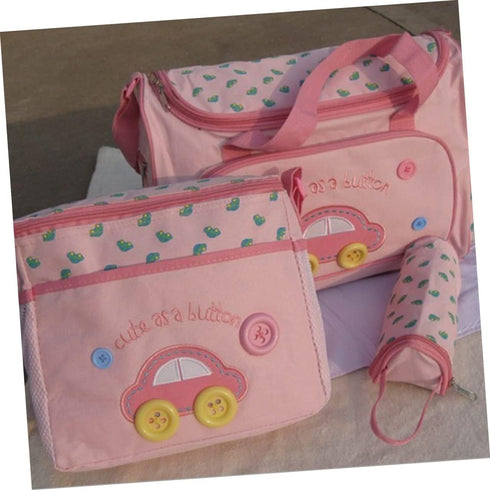 Set UPKOCH Large Capacity Diaper Bag for Moms Multi-functional Travel Handbag Changing Pad Stylish Car Pattern Pink