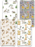 FIGEPO 4 Pack Set Safari Jungle Animals Neutral Unisex Fitted Nursery Baby Sheets Toddler Mattress Sheets for Baby Boys
