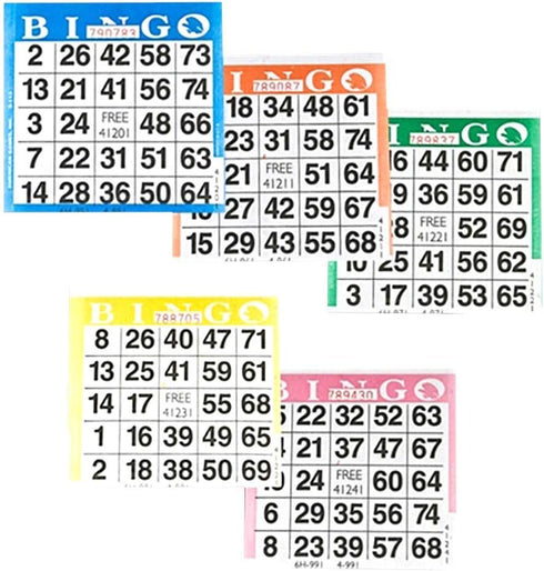 Bingo Paper Game Cards - 1 Card, 5 Sheets, 100 Books, 4 Inch Square Disposable Cards
