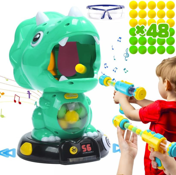 EagleStone Moveable Dinosaur Shooting Toys - Triceratops Dino Shooting Game with 2 Guns and 48 Balls for Kids