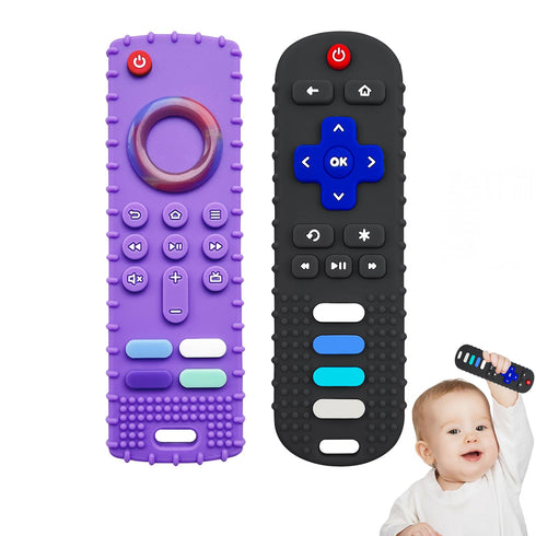Baby Teething Toys, Remote Teether Toys, Silicone Chew Toy for Babies 18+ Months, Educational BPA Free Teething Toys