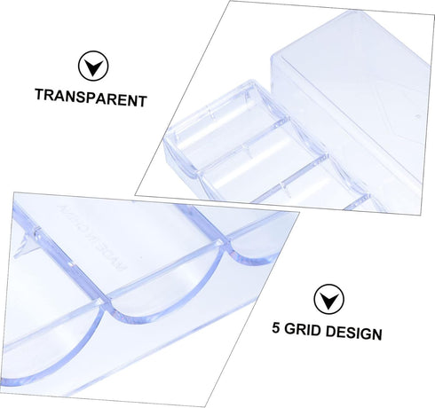 5 Grid Clear Plastic Compartment Storage Container, Organizer Box for Washi Tapes, Craft, Beads, Jewelry & Small Parts