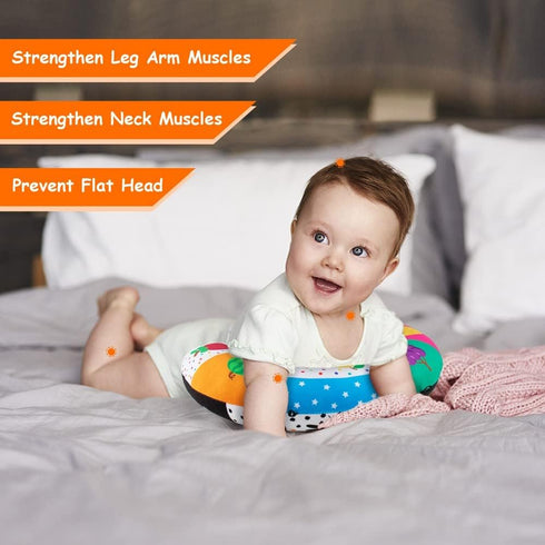 teytoy Tummy Time Pillow with Crinkle Mat & Teethers, Black and White High Contrast Baby Toys for Infant Newborn