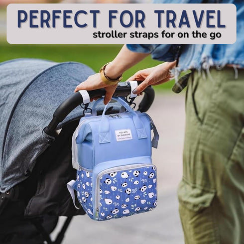 MARYAS Backpack Small Diaper Bag for Baby Boy with Insulated Pockets, Stroller Straps. Blue Baby Bag for Mom Dad.