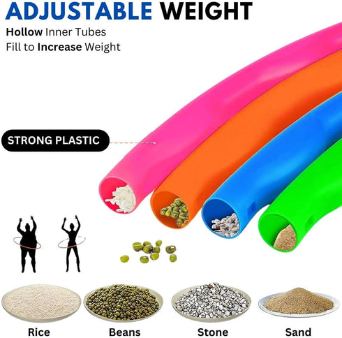Kids Exercise Hoop, Adjustable Detachable Weight Size Plastic Toy Hoops - 32-Inch Spinning Rings for Sports, Playing