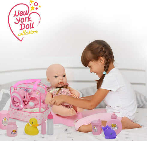 Set The New York Doll Collection Baby Doll Feeding & Caring Accessory in Zippered Carrying Case