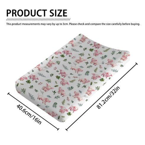 Farm Pink Pigs Boho Leaves Changing Pad Covers Christmas Animals Baby Diaper Change Pad Cover for Boys Girls Soft Breathable Stretch Unisex Diaper Change Table Sheets Mats 32''x16''
