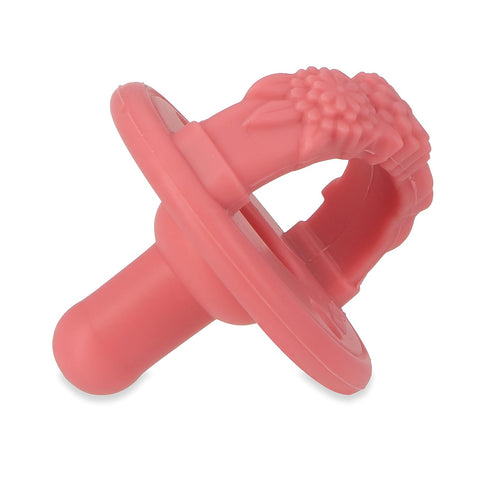 Nuby 3-D Sili Soother Pacifiers, 2 Pack with Soft Handle and Two Safety Air Holes, 0+ Months, Purple Bow and Pink
