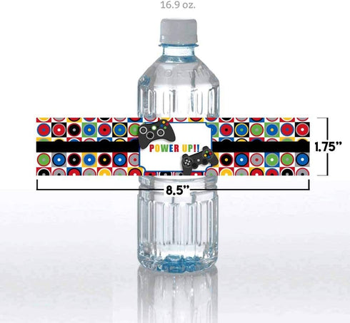 Game On Video Gamer Birthday Party Waterproof Water Bottle Sticker Wrappers - 20 Labels by AmandaCreation