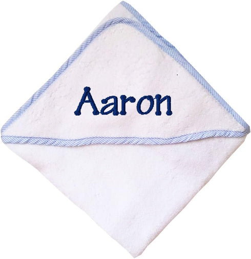 Fastasticdeal Custom Embroidered Personalized Cotton White w/Blue Bath Baby Hooded Towel