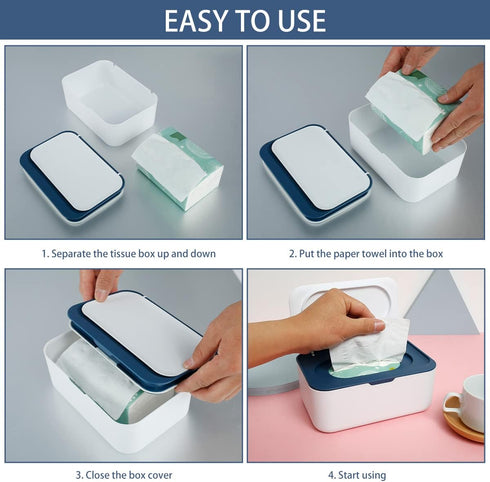 DNAMYJME Wipes Dispenser Baby Wipe Holder, Dustproof Refillable Wipe Container Large Capacity Tissues Wipes Case