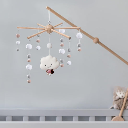 DIY Baby Mobile Kit, Hanging Frame Hanger for Crib, Decorative Natural Wooden Wind Chime Equipment for Infant Boy Girl
