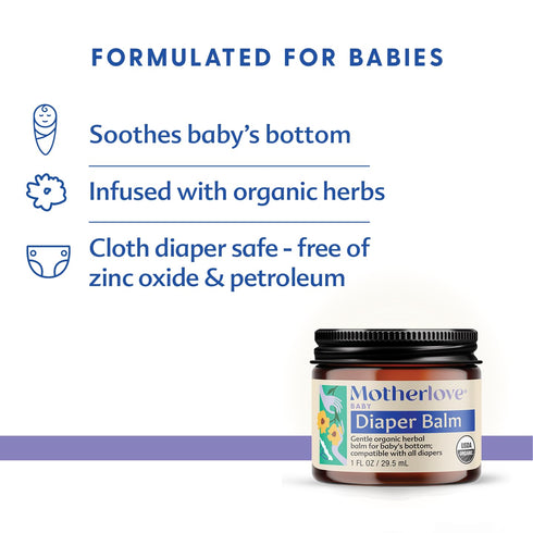 (4 oz) Motherlove Diaper Balm Organic Herbal Diaper Rash CreamCloth diaper Safe, Zinc Oxide- & Petroleum-Free