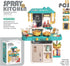 Kitchen Playset Pretend Food Kit by Serena&Jewel - 53 PCS Toy Accessories Set with Real Sounds & Light, Blue