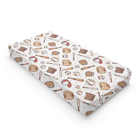 KuphiL10C Girls-16x32 Cartoon Baseball Balls Hats Gloves Baby Changing Pad Cover,Unisex Sports Nursery Diaper Changing