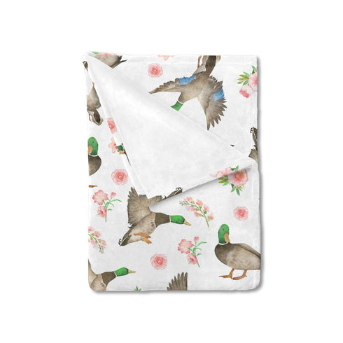 Mallard Duck Boho Floral Baby Blanket, 30x40, Soft Warm Receiving Blanket for Boys & Girls, Toddler Nursery
