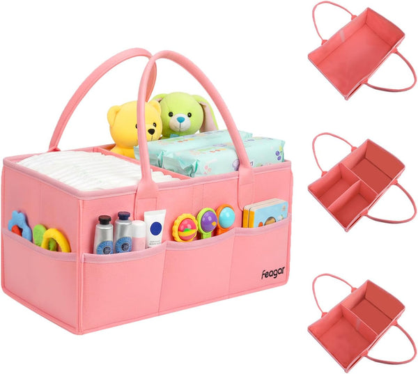 Feagar Baby Diaper Caddy Organizer, 15 Inch Large with 8 Pockets &