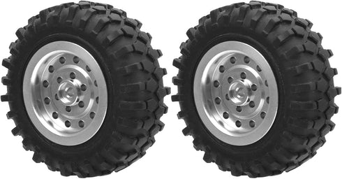 55mm/2.2in 1/10 Scale Rubber Tires & Wheel Rims AntiSkid for D12 Model Parts (Silver S)
