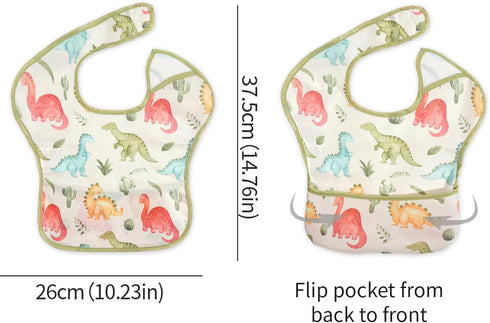CoolaPeach 3-Pack Waterproof Baby Bibs for Eating - Lightweight Feeding Bibs, Mess Proof, Baby Essential Must Have