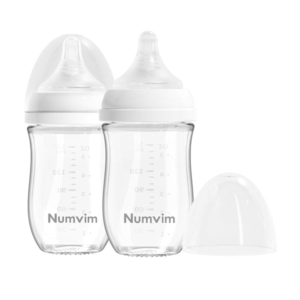 Glass Baby Bottle Gentle & Extra Slow Flow, Newborn Breastfeeding Bottle with